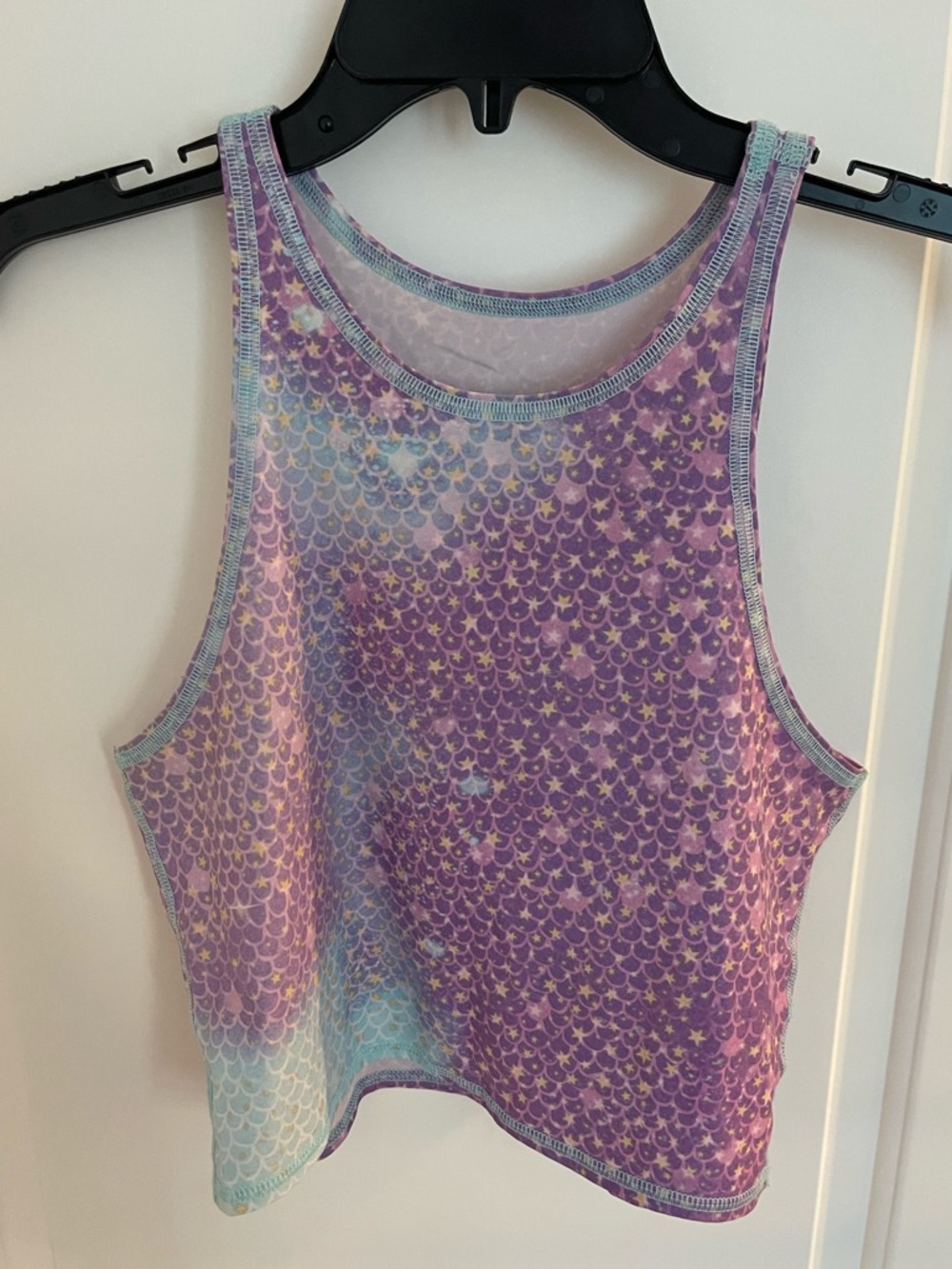 teeki Lavender Mermaid Scale Crop Tank with Pastel Accents